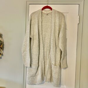 Westbound White / Cream Nubby Yarn long cardigan sweater with pockets